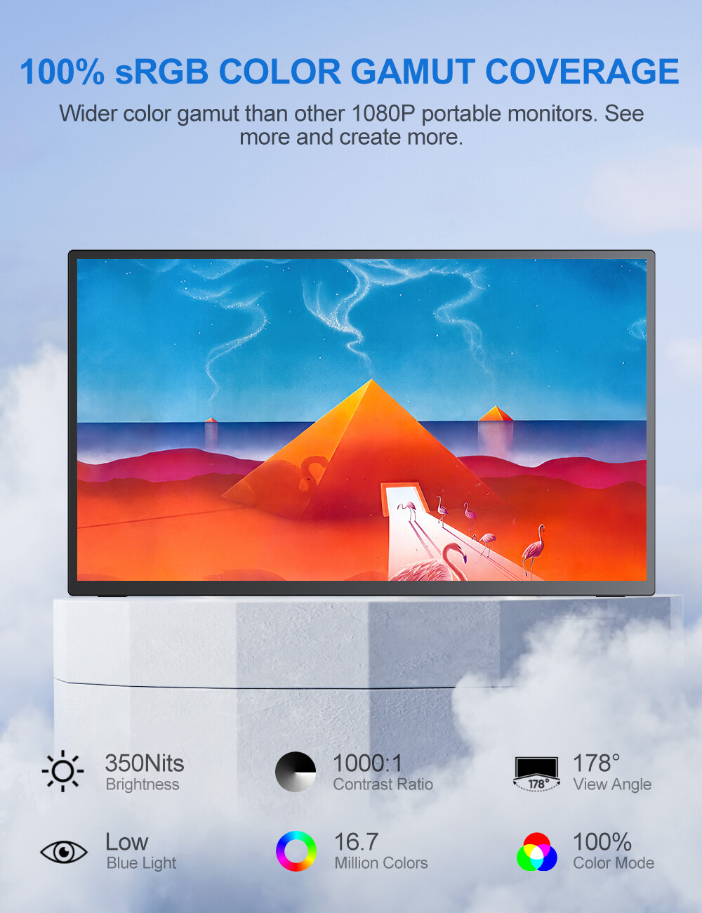 120Hz Gaming Monitor Portable Monitor 18.5" 1920*1080 Freesync Screen HDR FHD