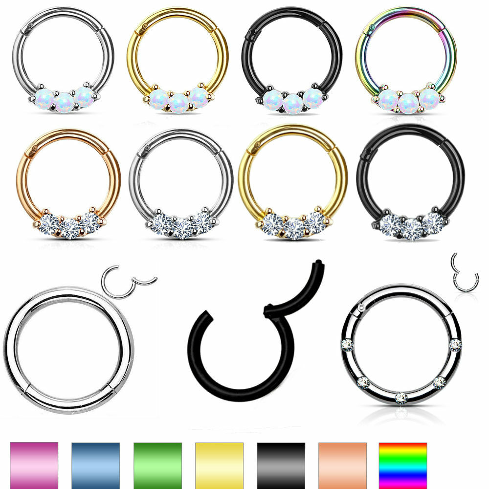Hinged Septum Clicker Segment Nose Ring Lip Ear Cartilage Daith 18G,16G,14G- ONE
