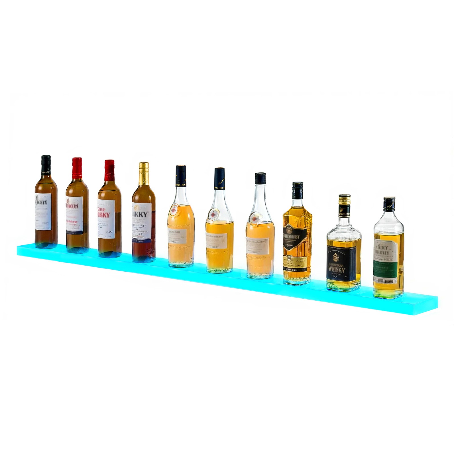Uimoso LED Illuminated Liquor Bottle Shelf, 1-Tier, 60 Inches, Holds 15 Bottles