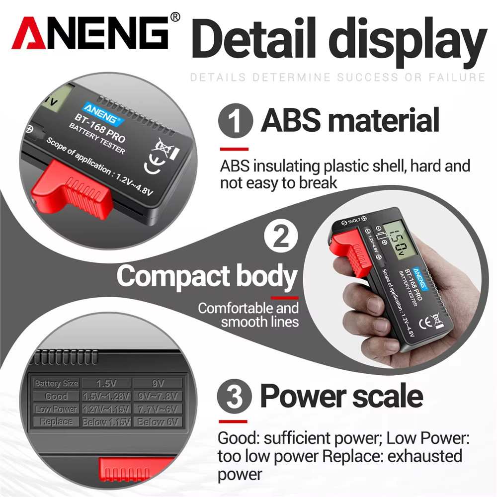 BT-168 PRO Digital Lithium Battery Capacity Tester Checkered Load Analyzer Displ