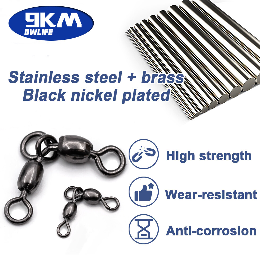 3 Way Swivel Stainless Steel Crane Swivels Fishing Barrel Swivels Fishing Tackle