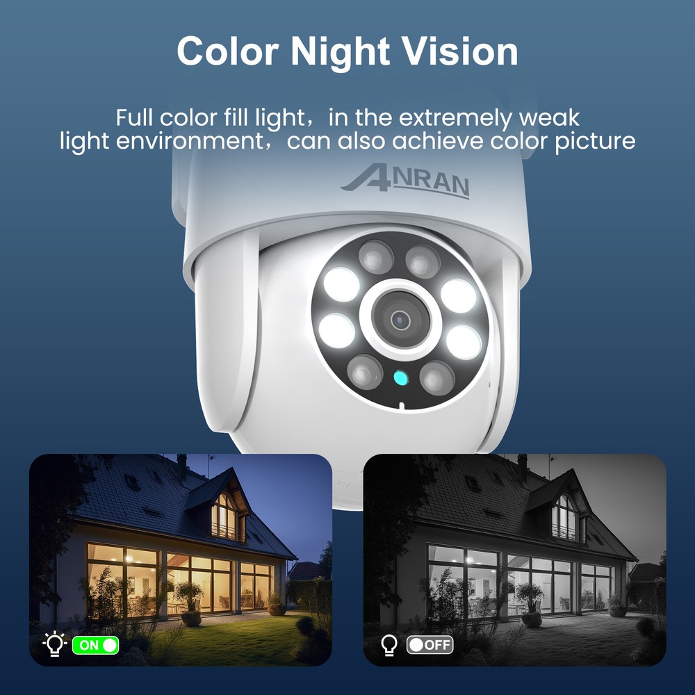 ANRAN 5MP WIFI Home Security Camera Wireless Smart 3K Audio Night Vision 2Pack