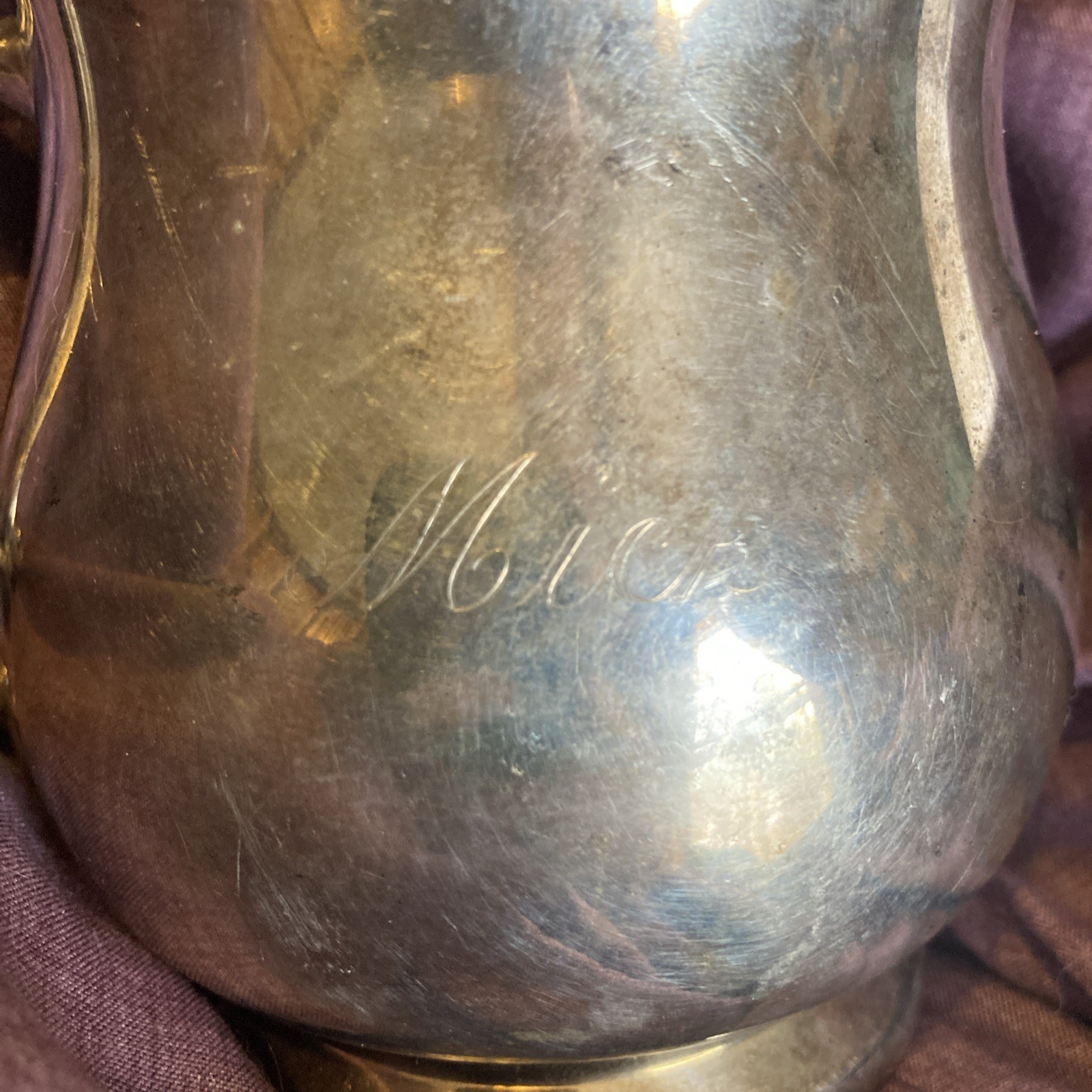 Vintage FB Rogers Sterling Silver Mug Engraved ‘Mick’ 260.59 Grams
