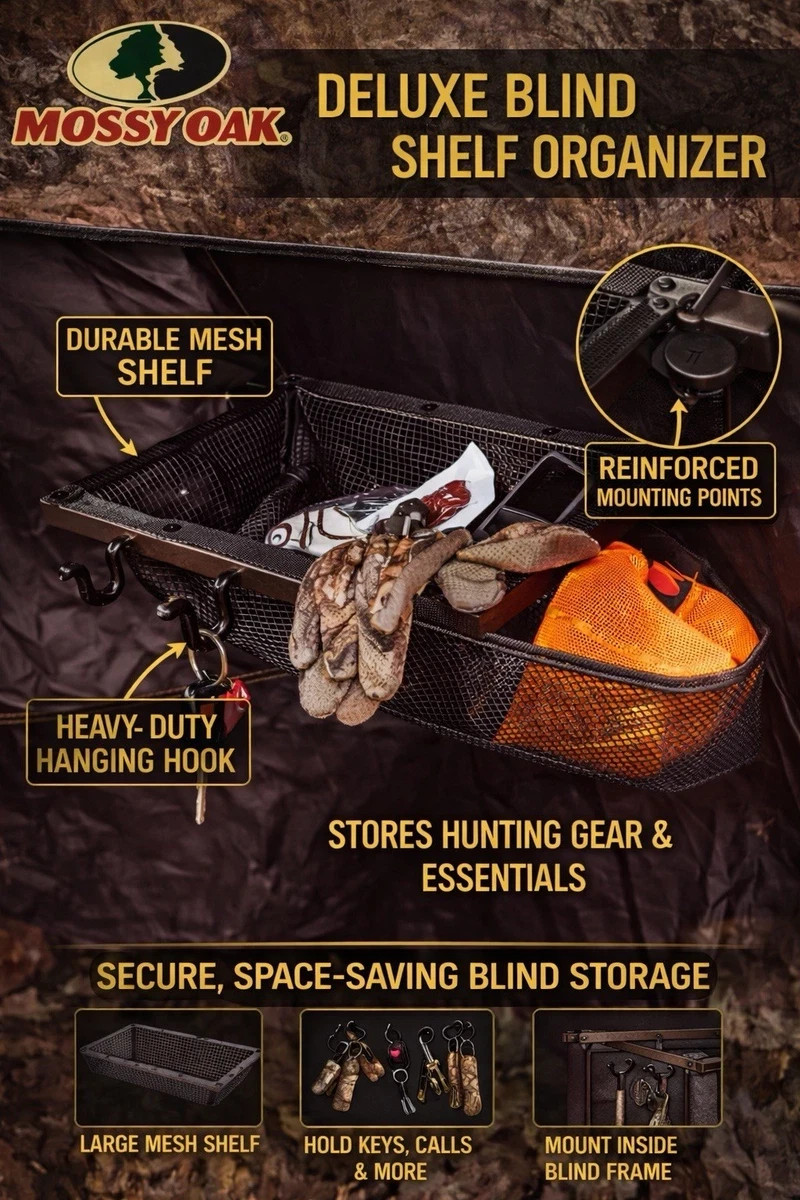 Mossy Oak Deluxe Metal Shelf Organizer for Hub Ground Blind Turkey Deer Hunting