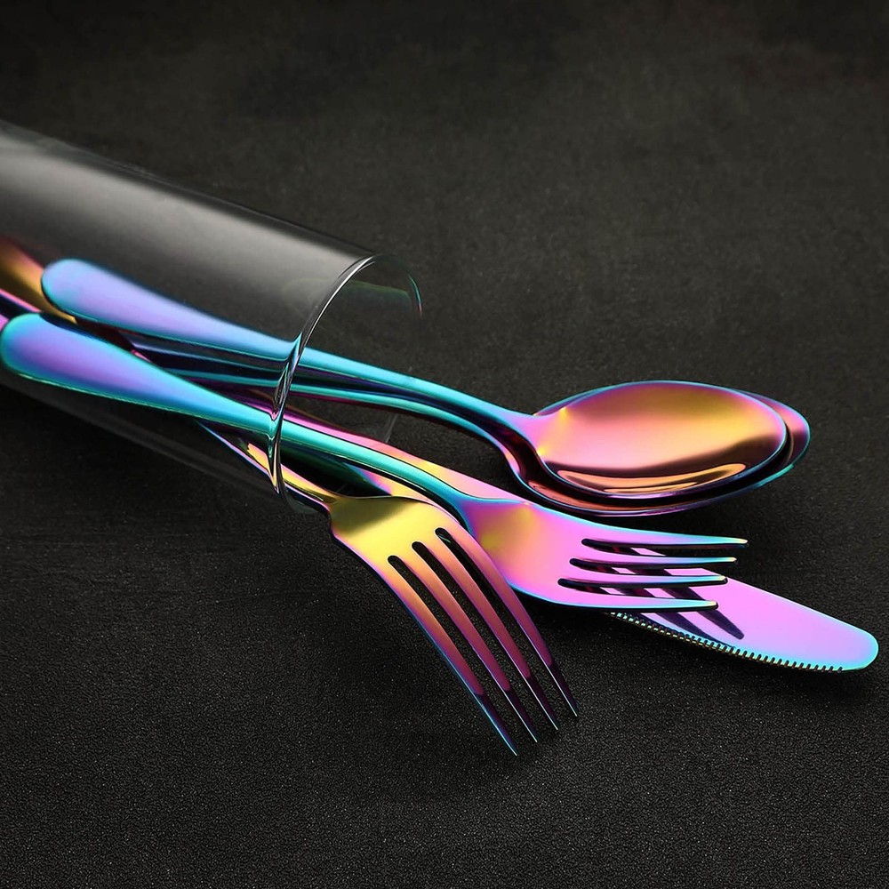 Vandbao Rainbow Flatware Cutlery Silverware Set 20 Pieces, S