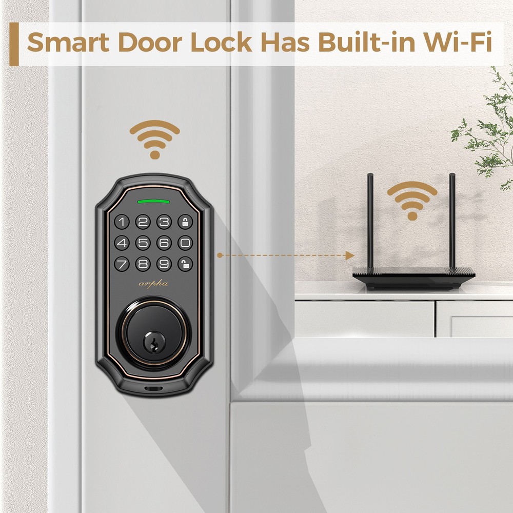 Arpha Smart Keyless Door Lock WiFi Deadbolt Alexa Google App Auto Lock System