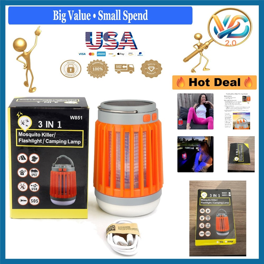 Fuzebug Buzz Blast Pro Mosquito Zapper Solar Bug Light Waterproof Portable Or...