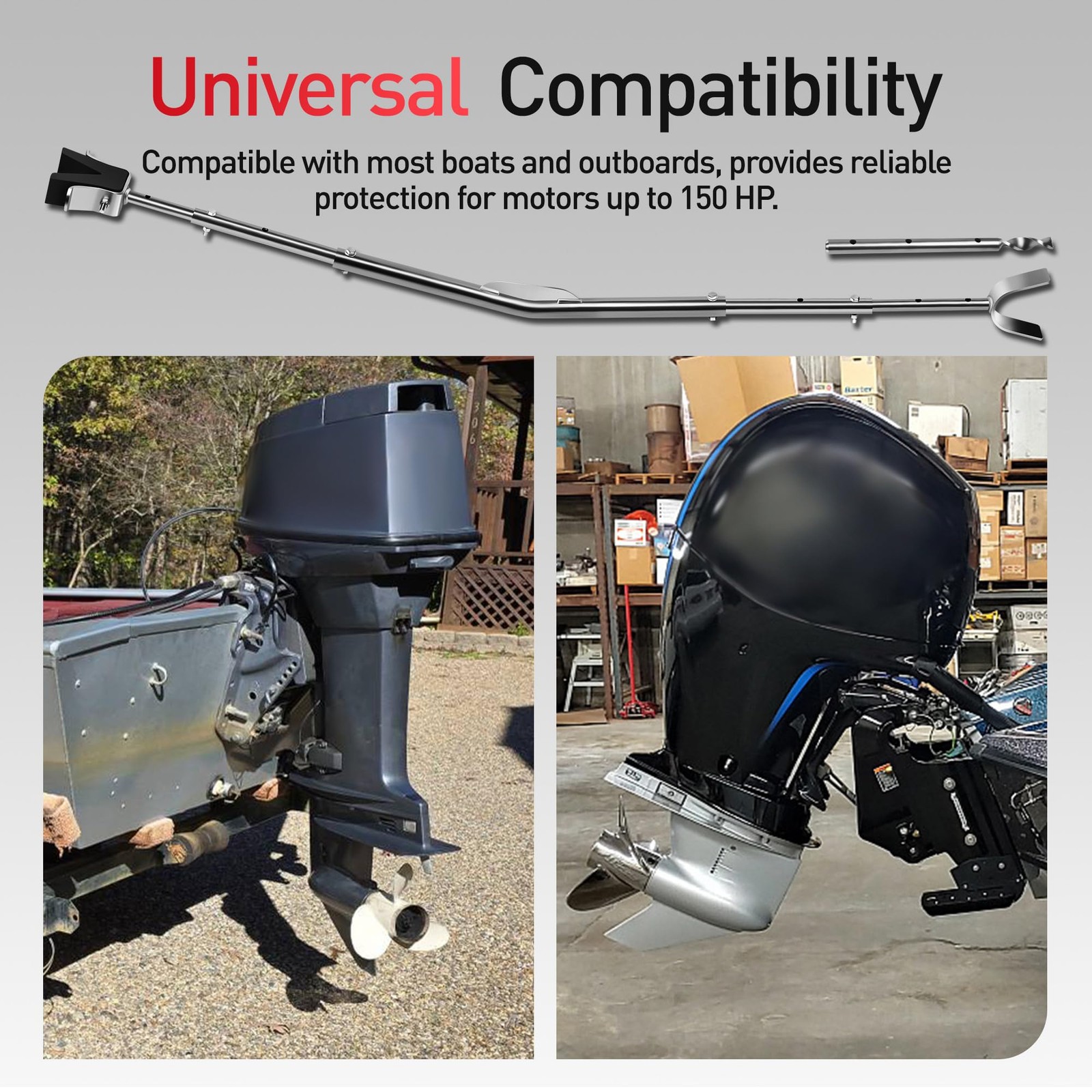 Heavy Duty Transom Saver 28-59" Adjustable Support Bar 150HP Boat