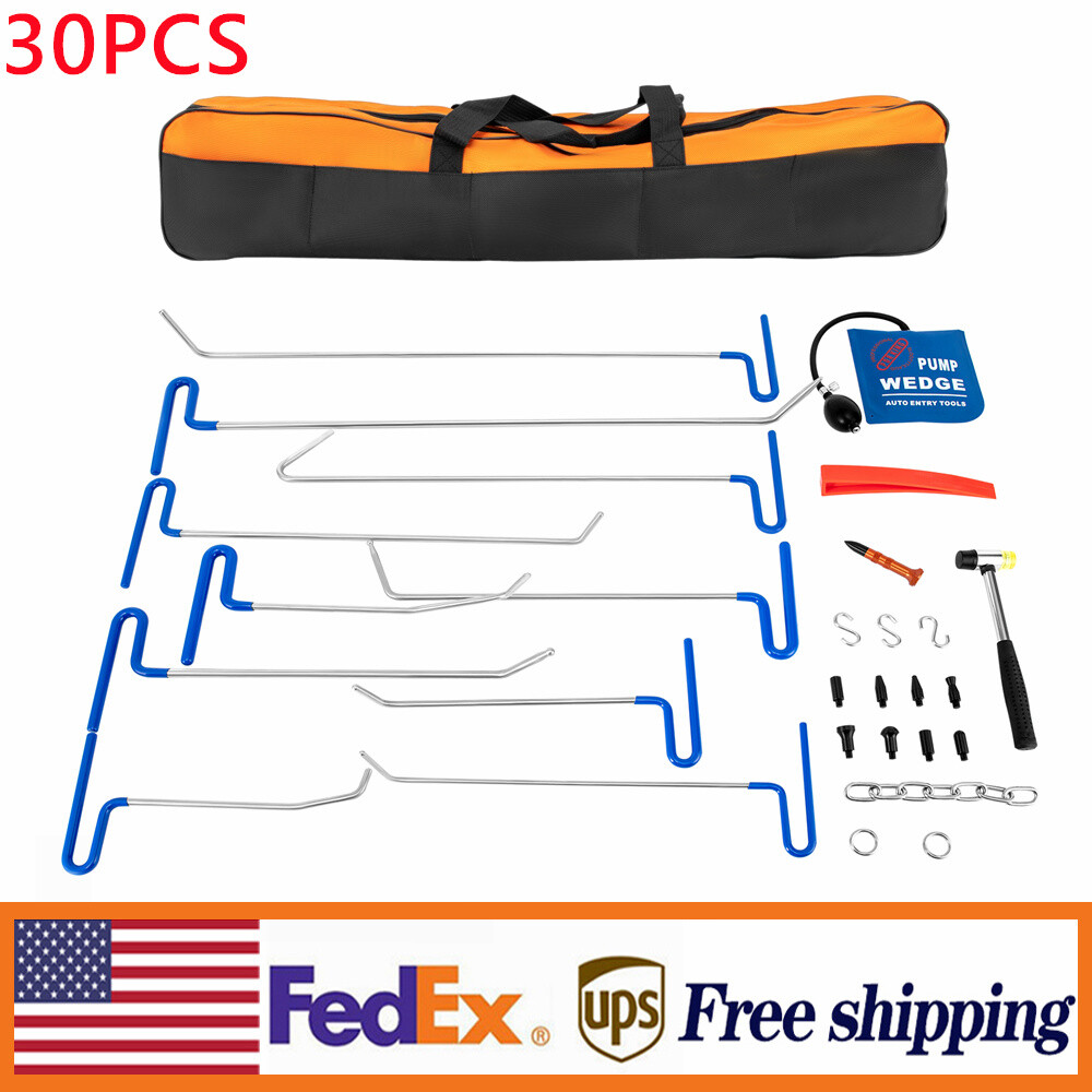30 Pcs Car Dent Puller Paintless Repair Kits Hail Damage Removal Tools Steel New