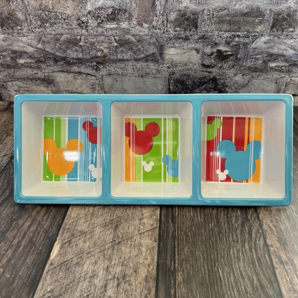 Disney Mickey Mouse Snack Serving Tray Divided Sections Multicolor Rectangle