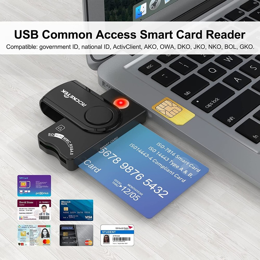 USB Smart Card Reader DOD Military USB Cac Memory Card Reader SDHC/SDXC/SD Card