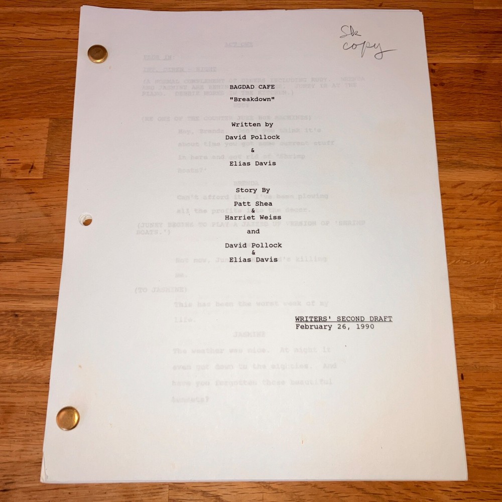 BAGDAD CAFE ('90) 9-Script Sandy Krinkski Story Editor Archive w/NOTES + COA!