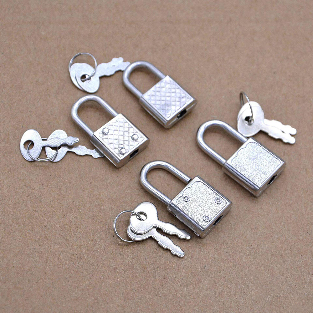 5Pcs Small Metal Padlocks Security Needs Metal Silver Mini Tiny Luggage Art Lock