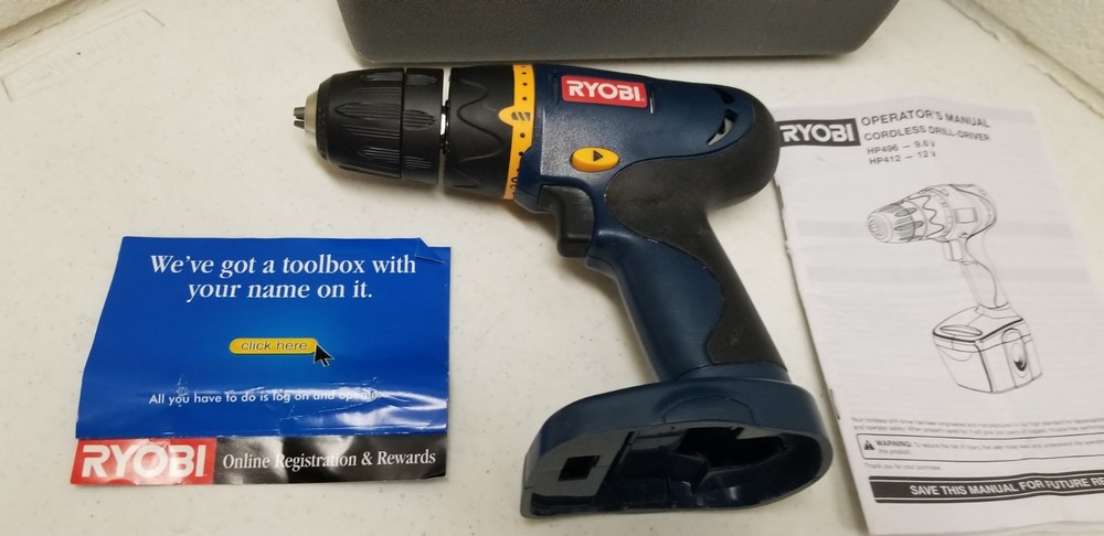 Ryobi 9.6V Drill With Case & Manual HP-496