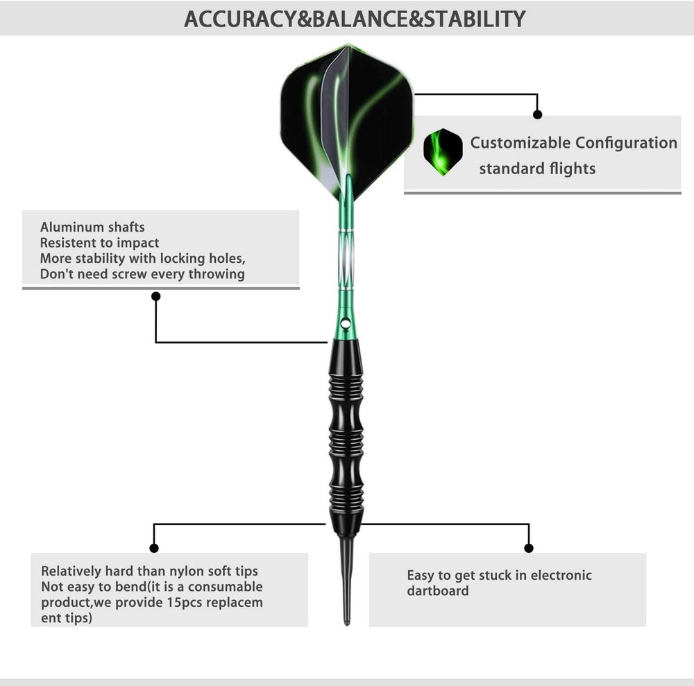 Versatile 20g Darts Set with 30 Tips, O-Rings & Portable Case for Precision