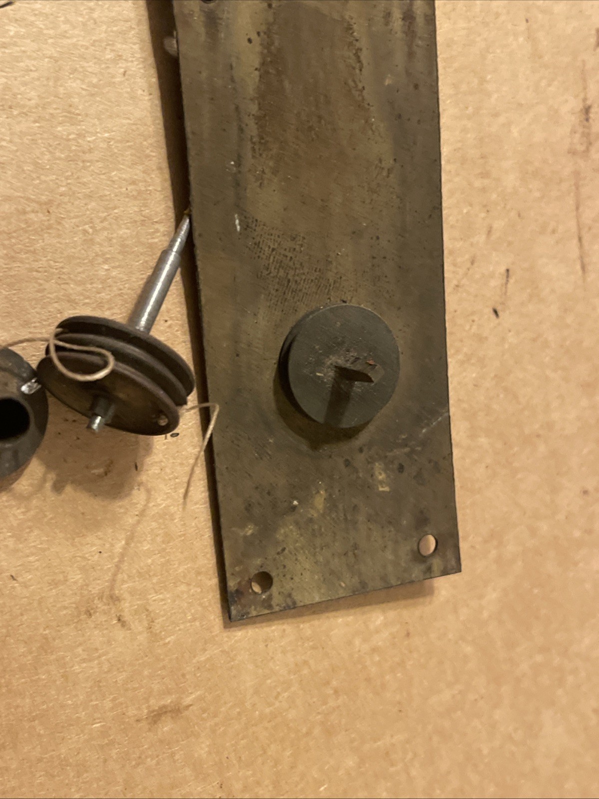 Antique English Barometer Brass Back Plate & Pulley Parts