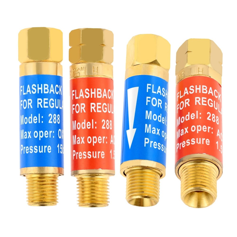 4PCS Oxygen Acetylene Flashback Arrestors Set Regulator End Standard "B" 9/16...