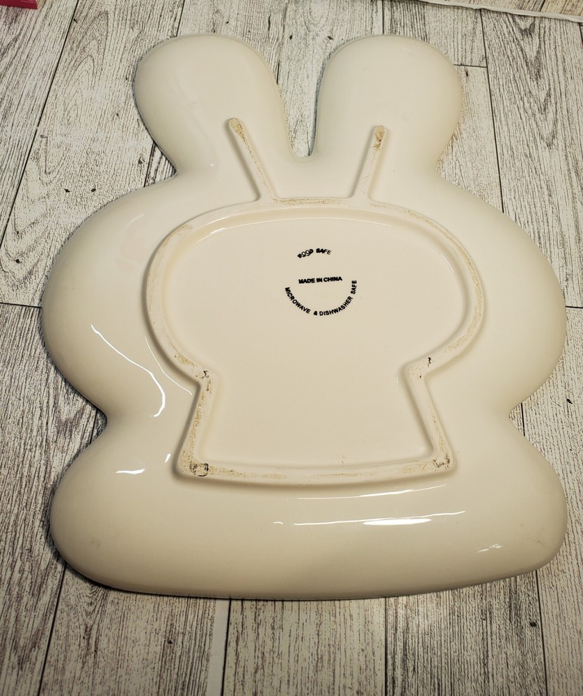 Cute Easter Bunny Head Ceramic Dish 10" X 9"