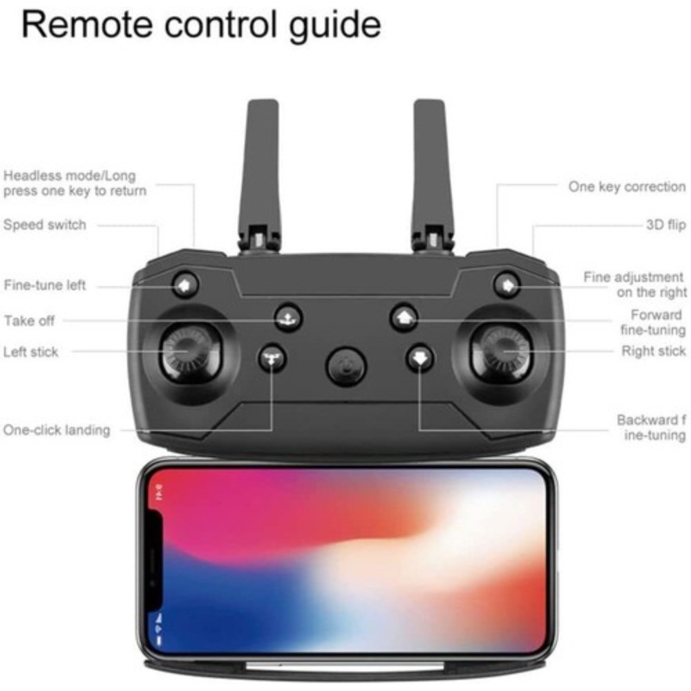 Black 4-Sided Sensor Drone – Obstacle Avoidance with 2 Rechargeable Batteries