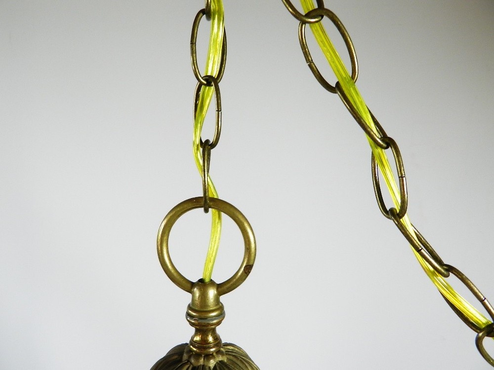 Vintage Ruby Red Glass Swag Hanging Light