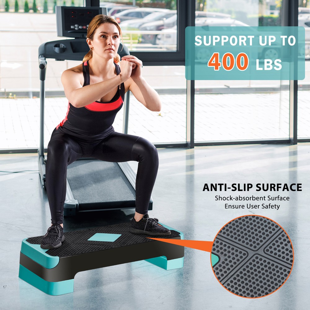 27" Adjustable Workout Aerobic Stepper Trainer Workout W/ 4 Riser 4 Colors