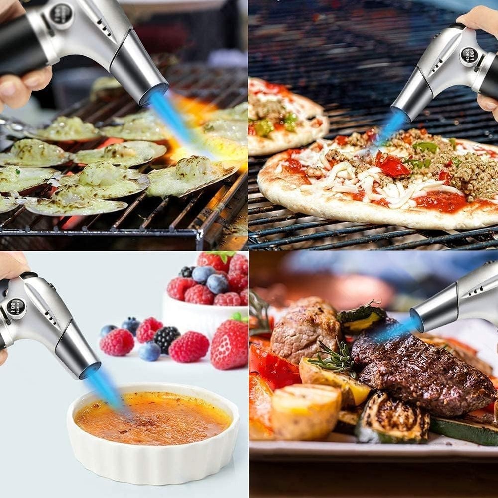 Elegant Refillable Kitchen Blow Torch with Adjustable Flame - Perfect for Baking