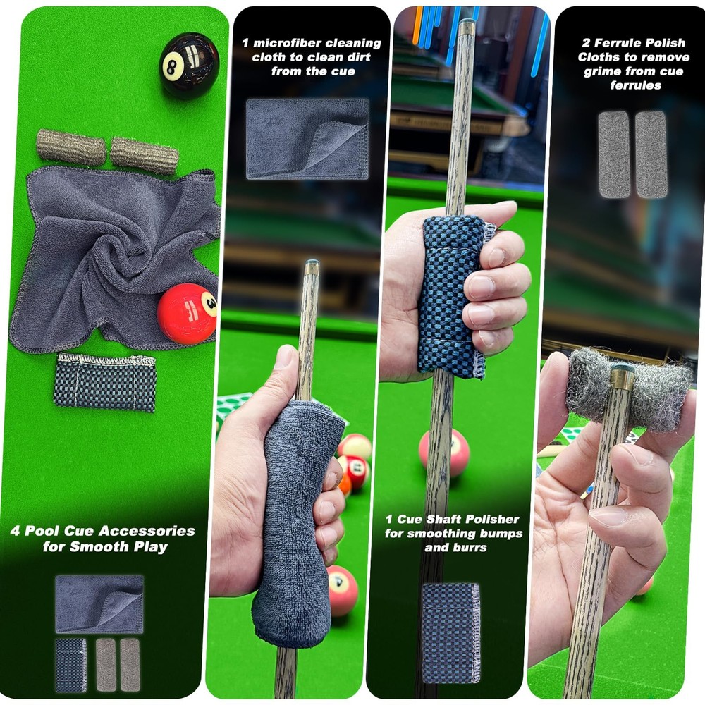 Billiard Pool Table Accessories Kit: 10 Piece Set with 2 Pool Table Brushes,2...