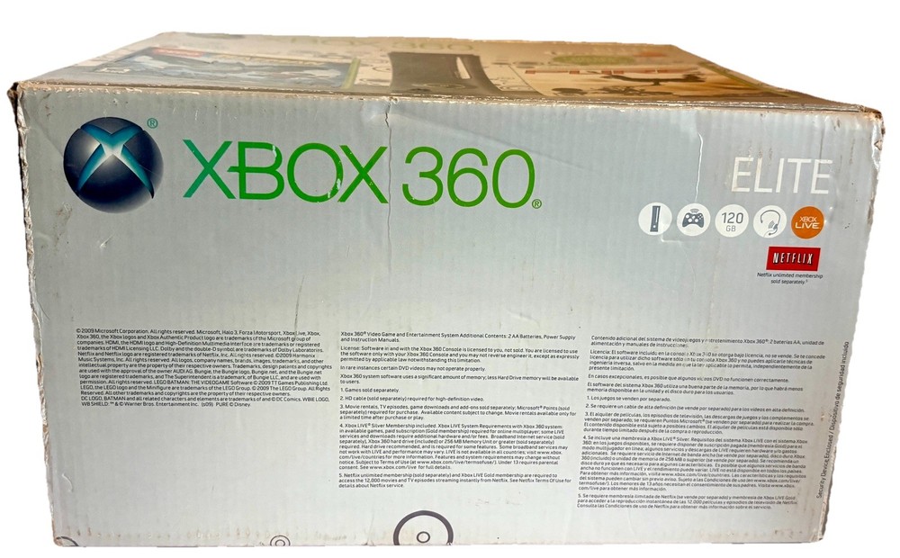 Xbox 360 ELITE Console Box Only Batman Pure Elite with Instructions & Inserts