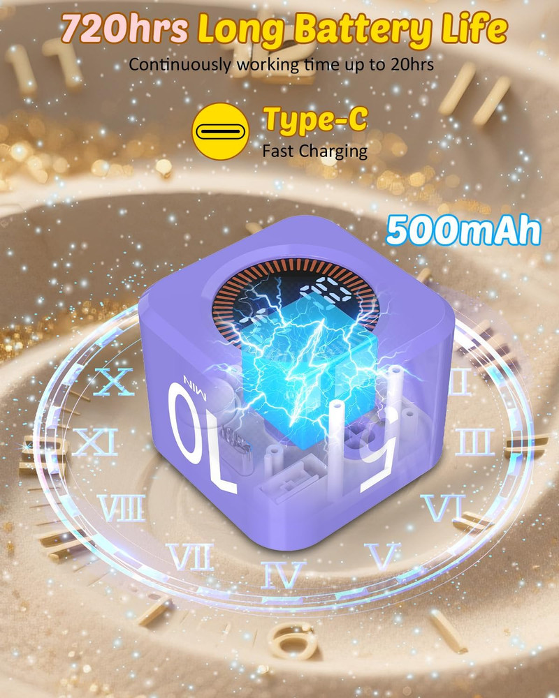 Digital Pomodoro Timer Cube 5/10/25/50min, Visual Productivity Flip Timer for Ki