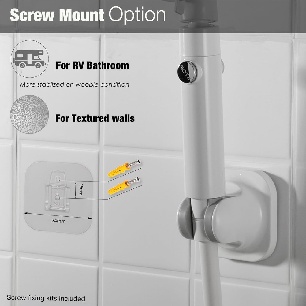 Handle held Shower Head Holder - 5 Positions Adjustable - Gloss White