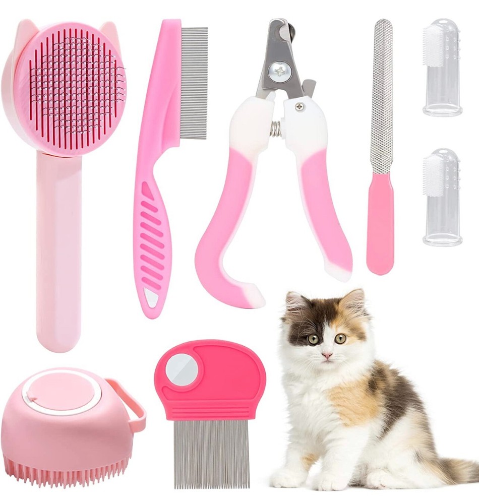 8 Pcs Cat Brush Grooming Kit