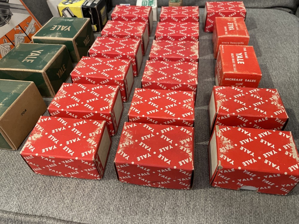 Vintage Yale Lockset Boxes + Adjustable Clamp And Other EMPTY BOXES