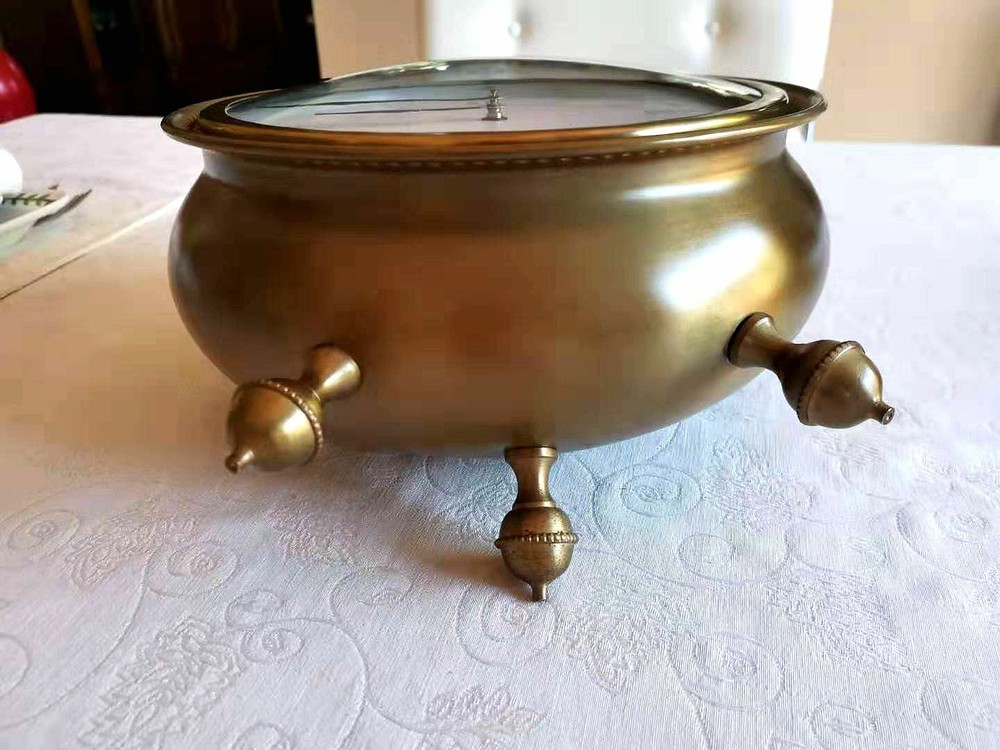 12" Brass Clock with Top Hanger, India