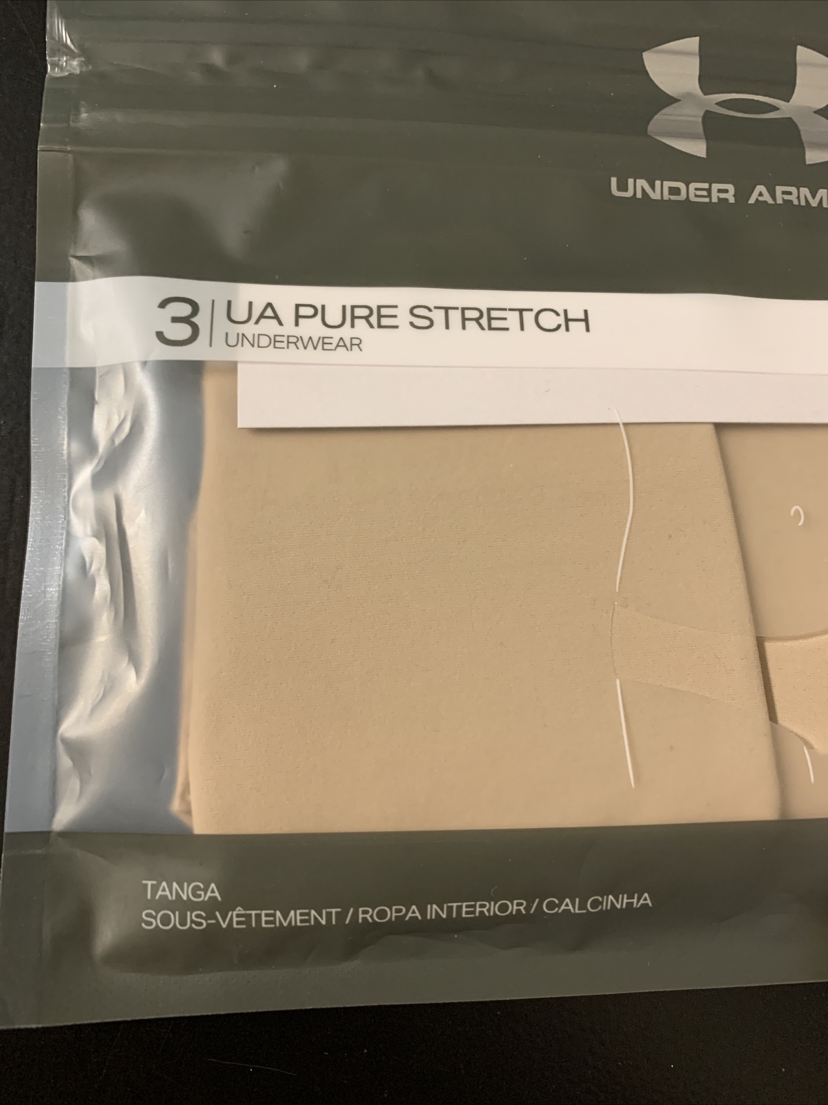 Under Armour Pure Stretch (3 Pack) Womens Thong - Nude NEW Sz Small