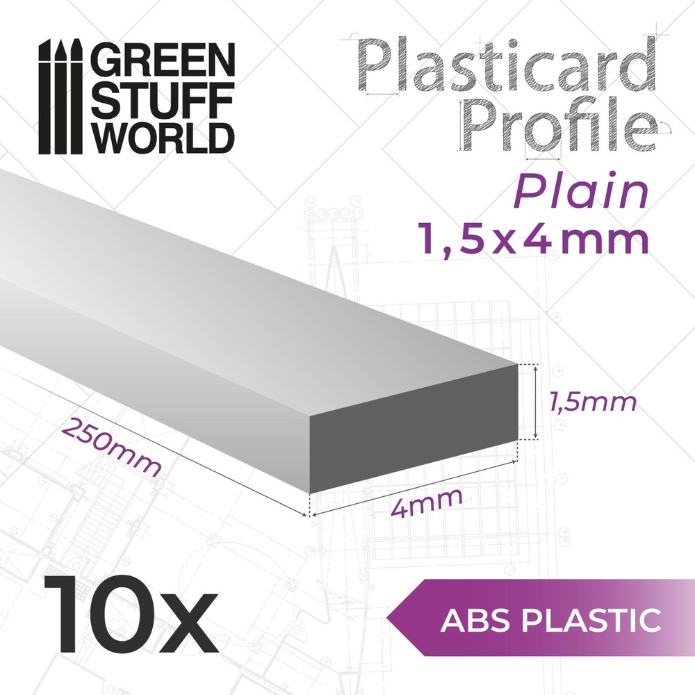 Plasticard Strip PLAIN FLAT Profile 4mm - Styrene ABS Plastic Plastikard HIPS