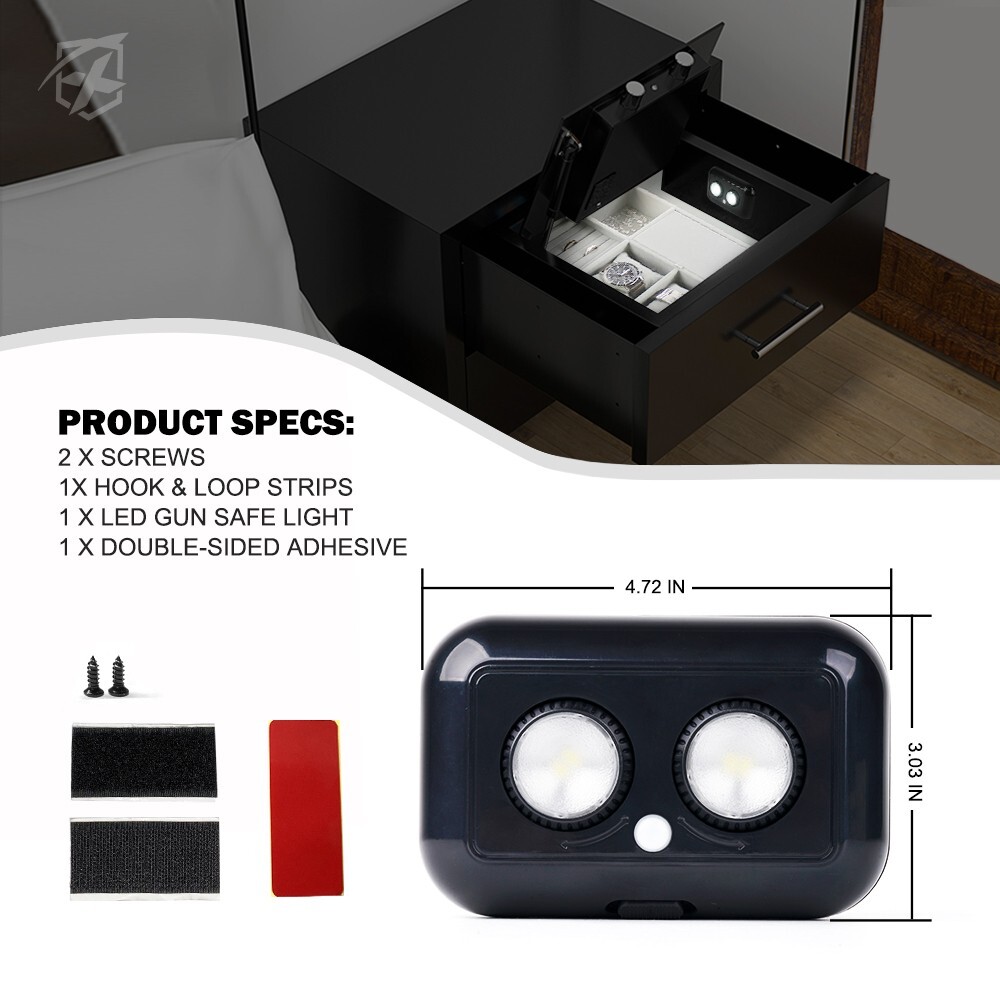 2Pcs Gun Safe Light with PIR Motion Sensor Light Activation Cabinet Light Pods