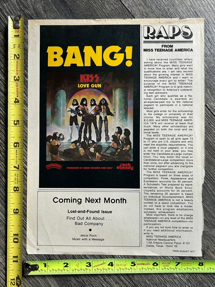 KISS Ad Advert Love Gun Album Release 1977 Aucoin Vintage Kiss Memorabilia