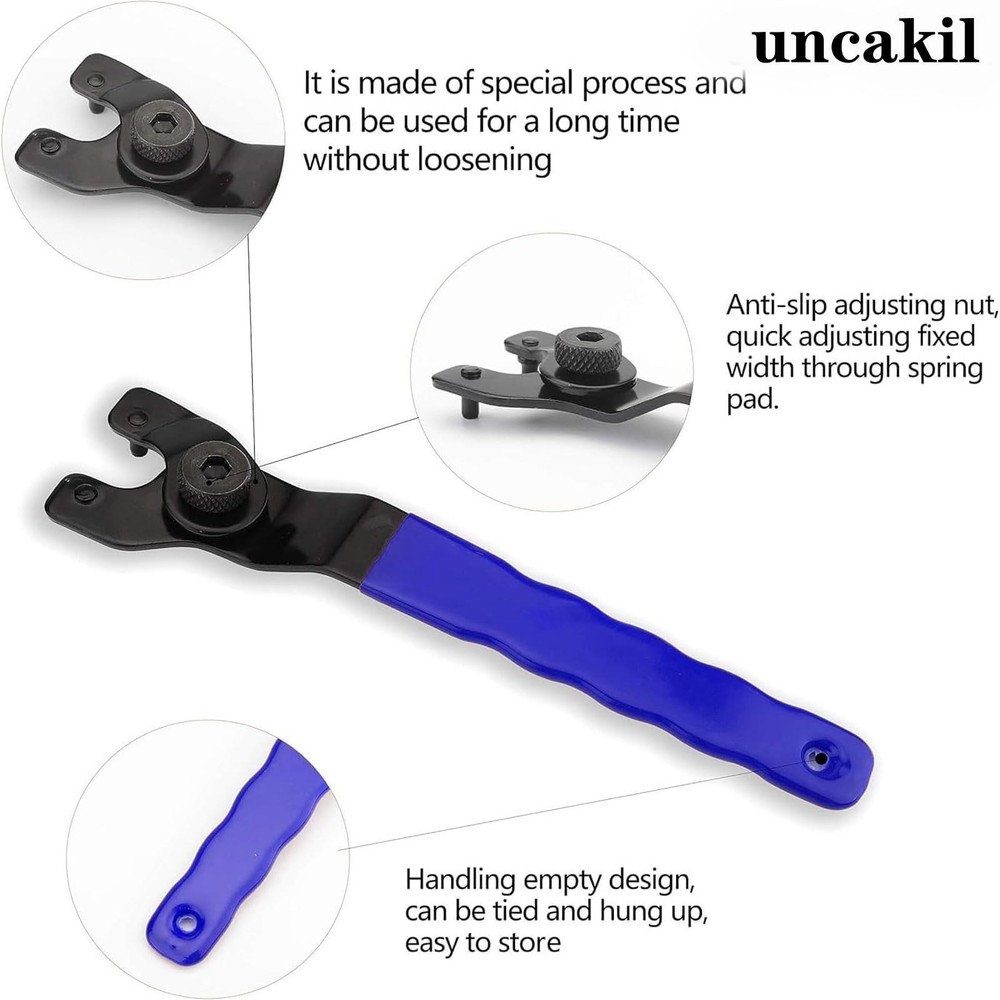 uncakil Universal Adjustable Angle Grinder Wrench for 4-9” Grinders (Blue)