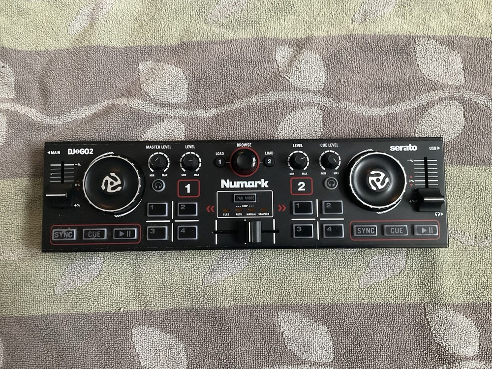 Numark DJ2GO2 Touch Compact 2-Deck USB DJ Controller Mixer/Crossfader, Black