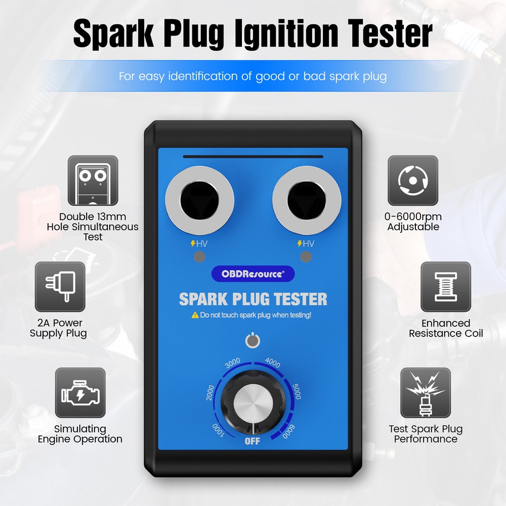 ST100 Car Spark Plug Tester Adjustable Double Hole Detector Ignition Analyzer US