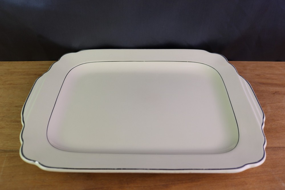 Homer Laughlin Ivory Cream Century Pattern Platinum Trim Rectangular Platter