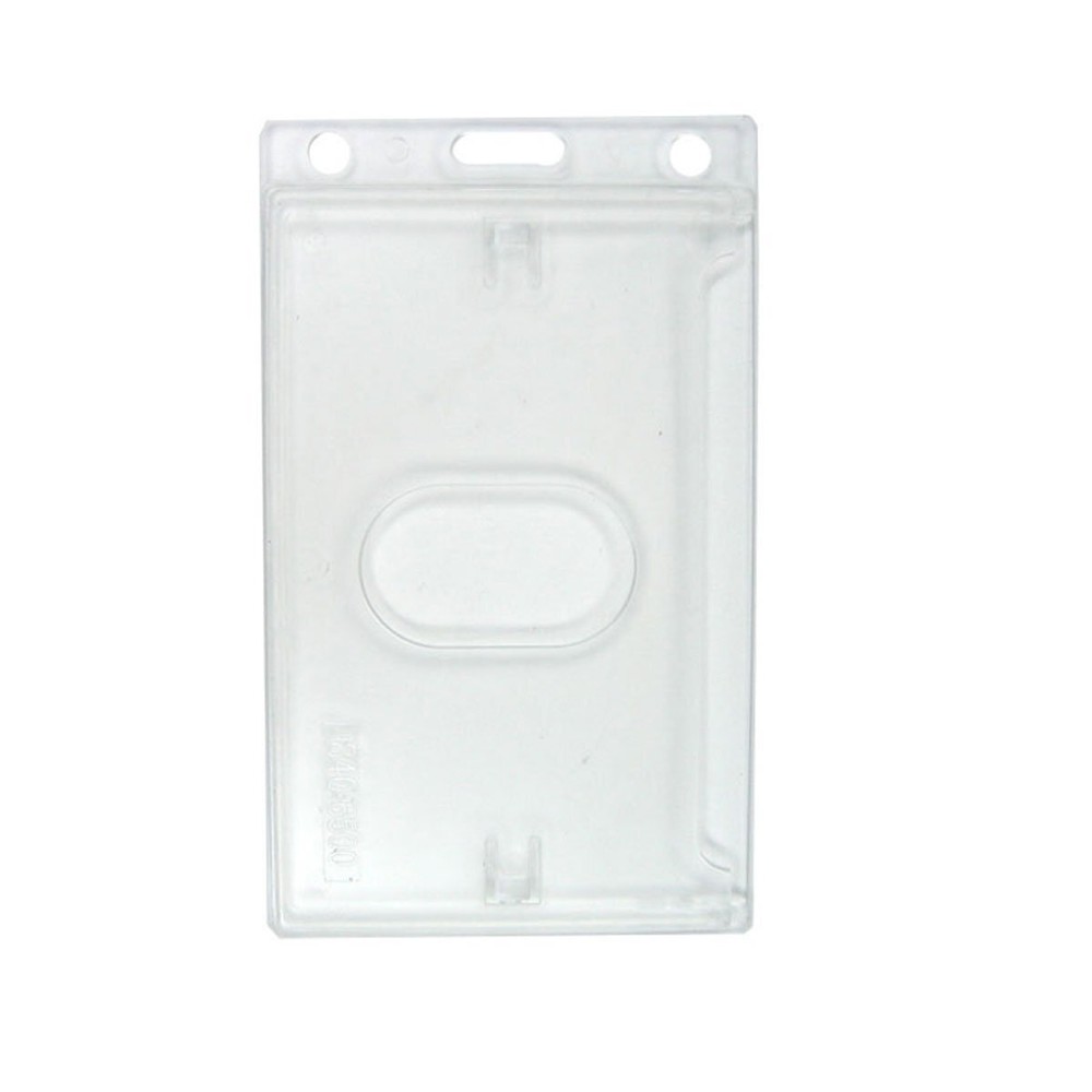 10 Pack - Rigid Hard Plastic Single Card ID Badge Holders - Clear w/ Side Insert