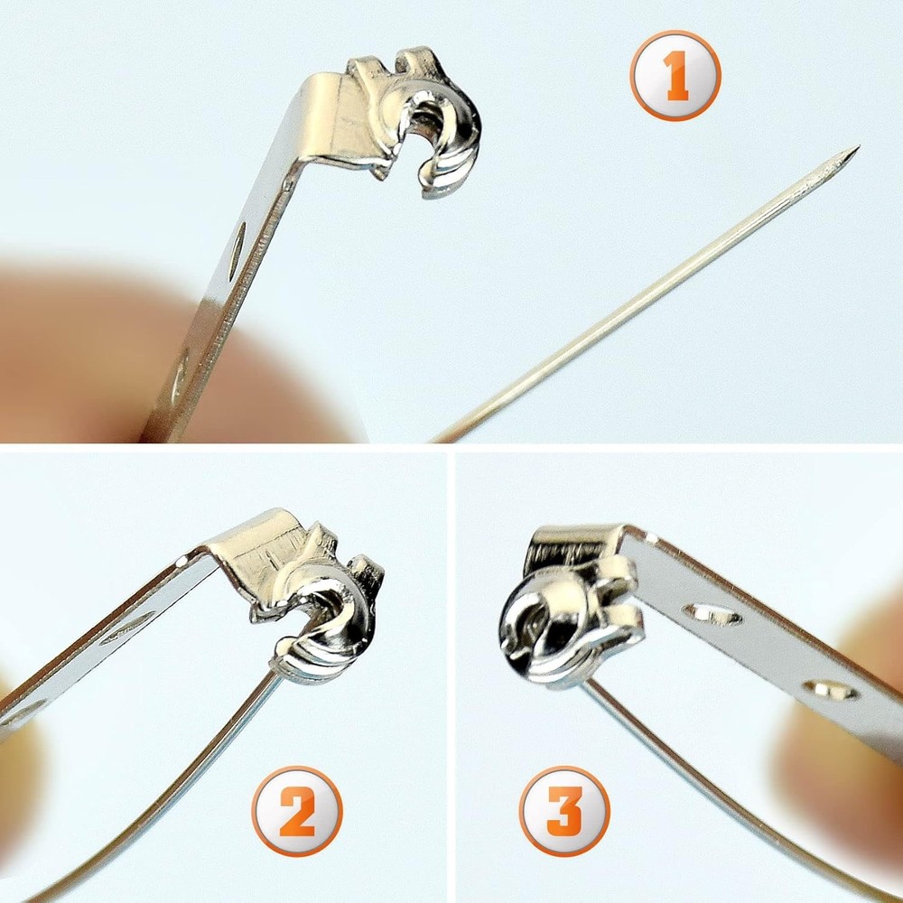 50 Pcs Brooch Pins, Silver Bar Secure Back Clasp with