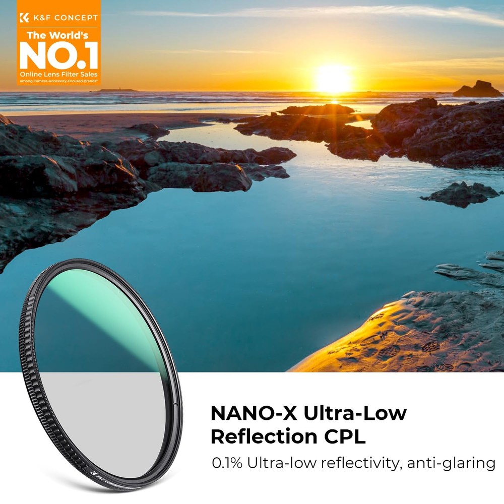 55mm Ultra-Low Reflectivity Circular Polarizers Filter 28 Multi-Layer Coating...