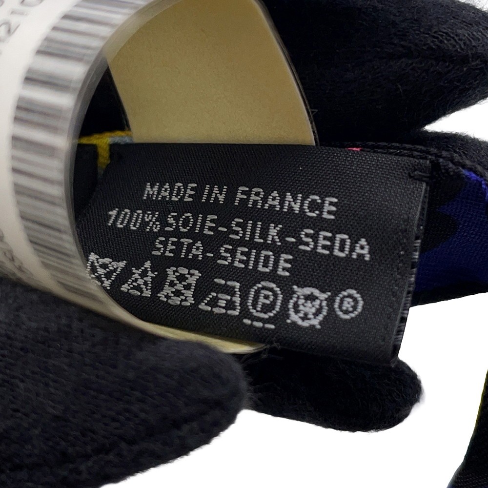 HERMES Twilly Doll Brides de Gala Shadow Silk100% Black/Jaune/Multicolor