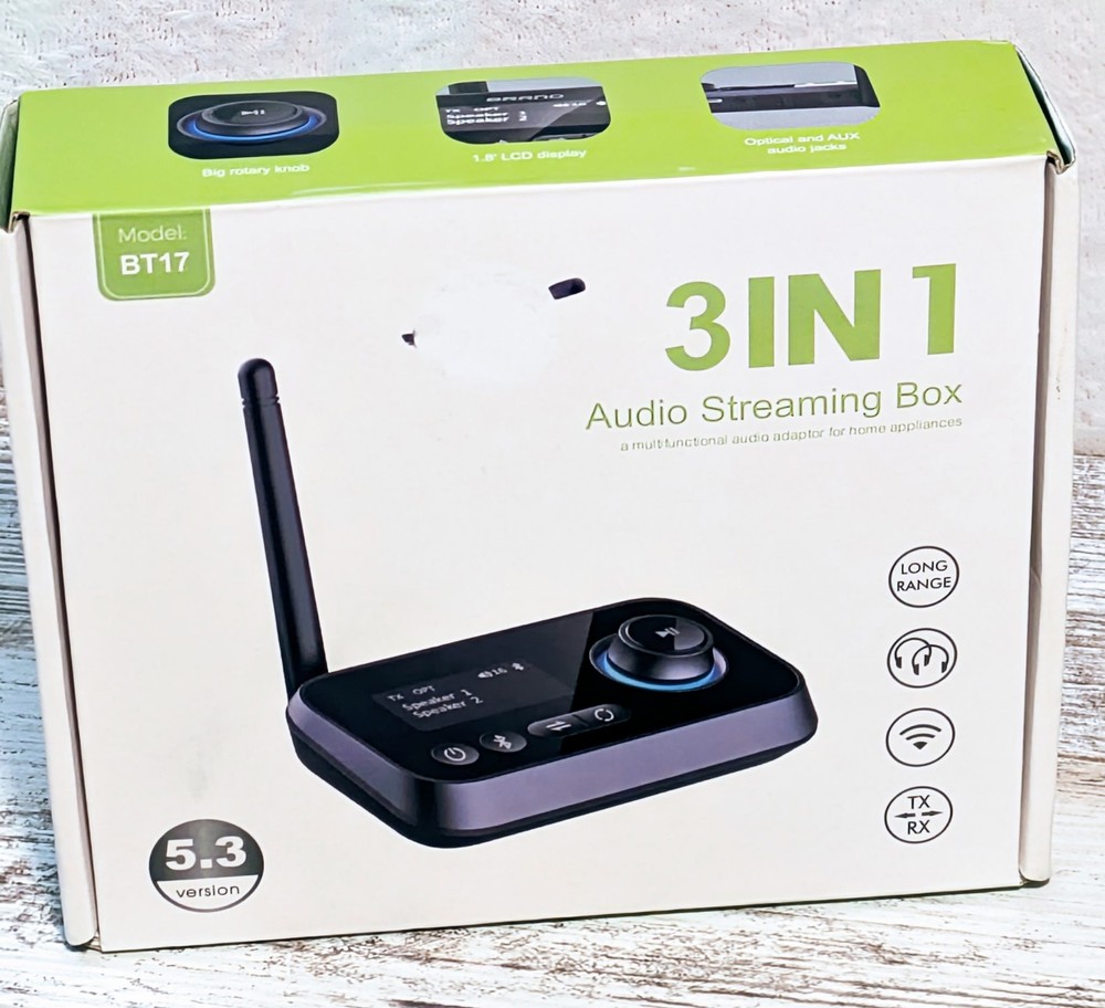 3 In 1 Audio Streaming Box Wireless Transmitter & Receiver Model BT17 New
