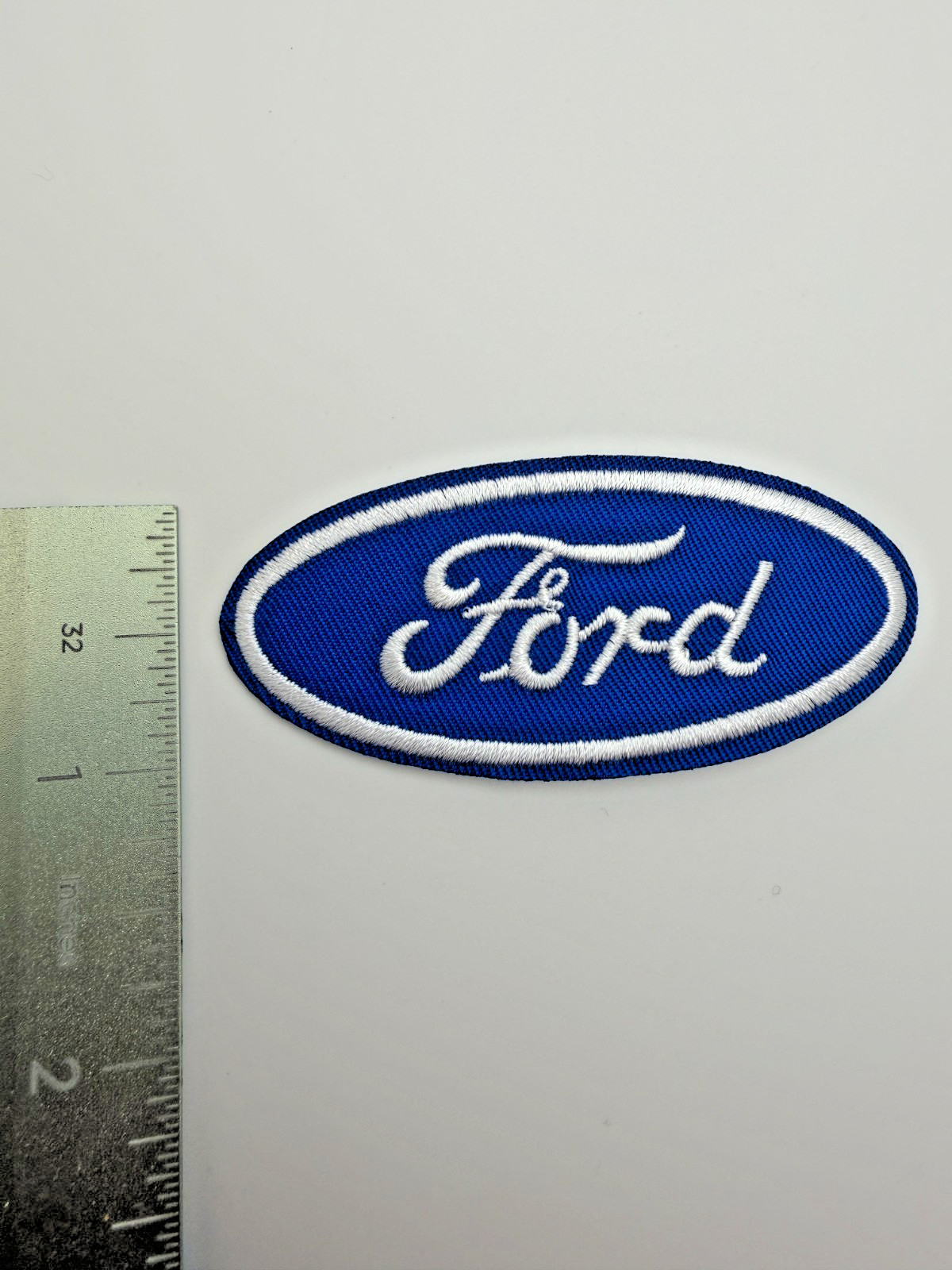 Ford Logo Patch Iron On Blue Oval Embroidered 2.75" x 1.25" Vintage Style