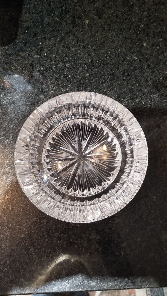 Cut Glass Ashtray, Crystal. Vintage. Round. 5 1/4".