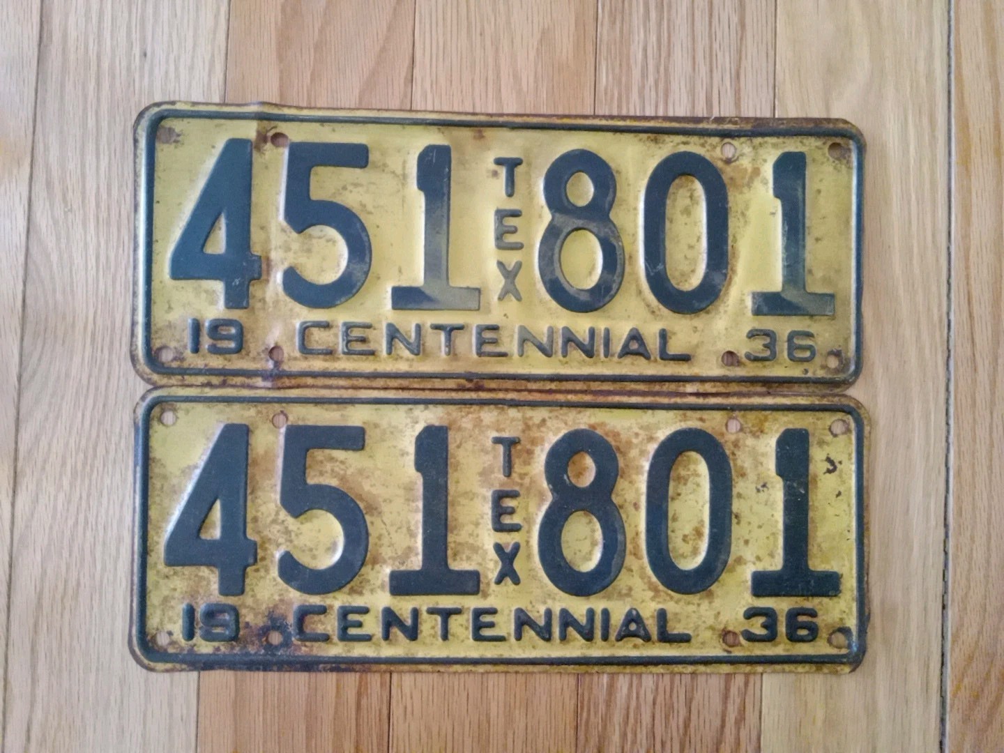 1936 TEXAS PASSENGER LICENSE PLATES