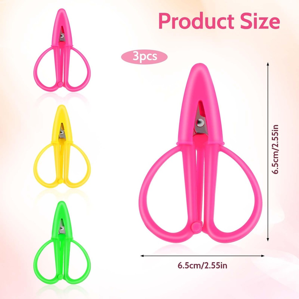 Mini Scissors, 3 Pcs Multicolor Tiny Travel Scissors Pink, Yellow, Green